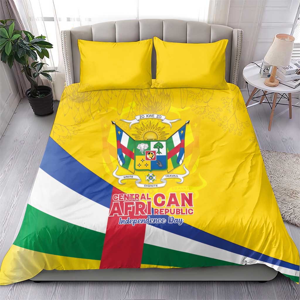 Central African Republic Independence Day Bedding Set Coat Of Arms Proteas