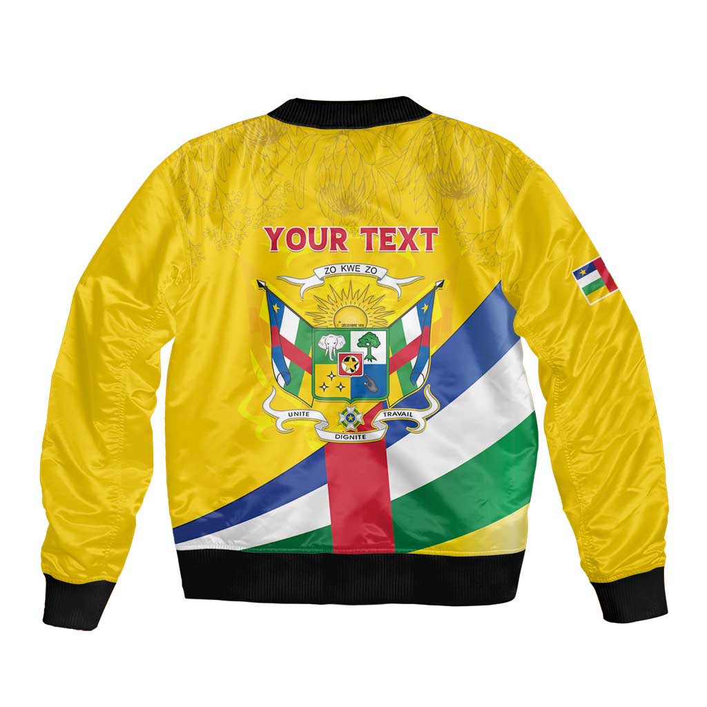 Personalised Central African Republic Independence Day Bomber Jacket Coat Of Arms Proteas