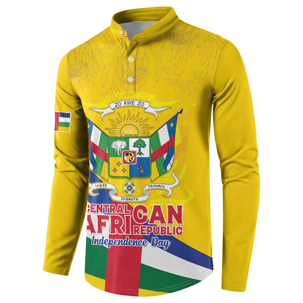 Personalised Central African Republic Independence Day Button Sweatshirt Coat Of Arms Proteas