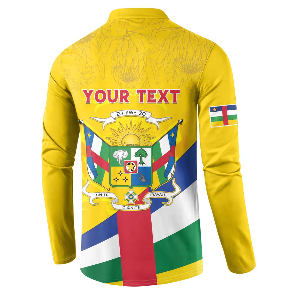 Personalised Central African Republic Independence Day Button Sweatshirt Coat Of Arms Proteas