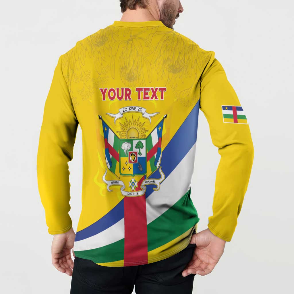 Personalised Central African Republic Independence Day Button Sweatshirt Coat Of Arms Proteas