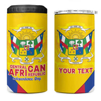Personalised Central African Republic Independence Day 4 in 1 Can Cooler Tumbler Coat Of Arms Proteas