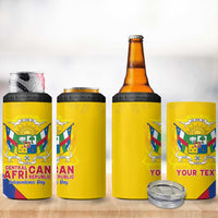 Personalised Central African Republic Independence Day 4 in 1 Can Cooler Tumbler Coat Of Arms Proteas