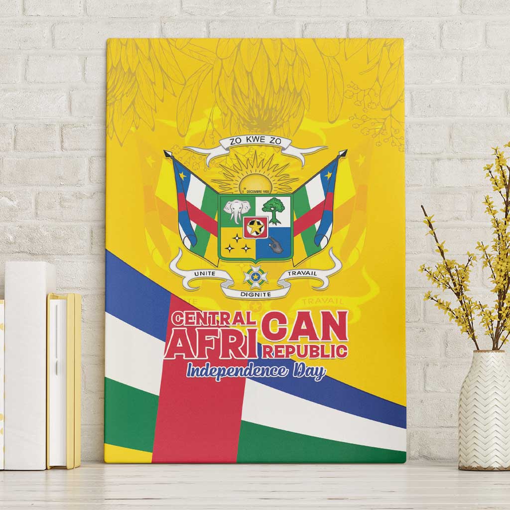 Central African Republic Independence Day Canvas Wall Art Coat Of Arms Proteas