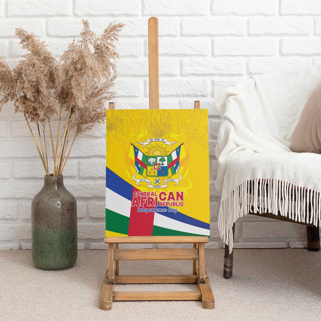 Central African Republic Independence Day Canvas Wall Art Coat Of Arms Proteas