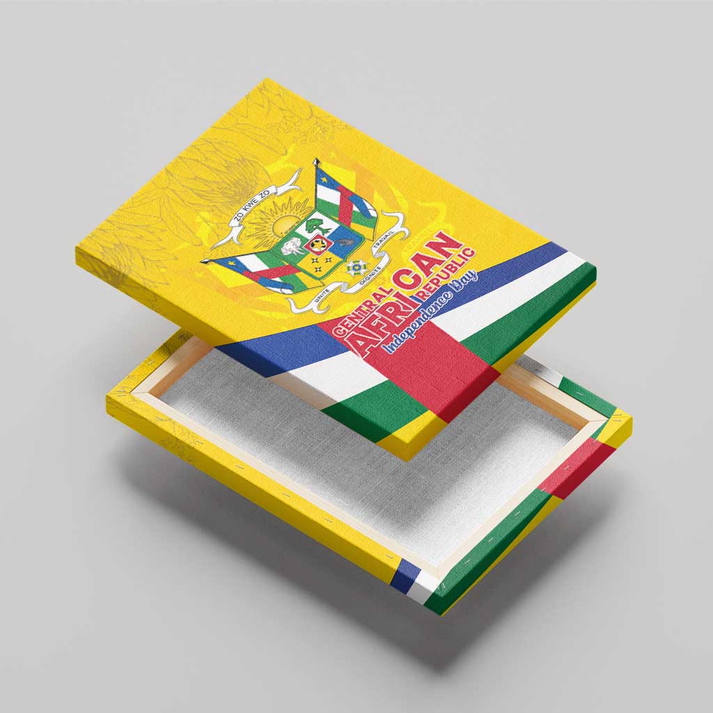 Central African Republic Independence Day Canvas Wall Art Coat Of Arms Proteas