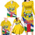 Personalised Central African Republic Independence Day Family Matching Long Sleeve Bodycon Dress and Hawaiian Shirt Coat Of Arms Proteas