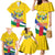 Personalised Central African Republic Independence Day Family Matching Mermaid Dress and Hawaiian Shirt Coat Of Arms Proteas