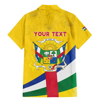 Personalised Central African Republic Independence Day Family Matching Mermaid Dress and Hawaiian Shirt Coat Of Arms Proteas