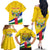 Personalised Central African Republic Independence Day Family Matching Off The Shoulder Long Sleeve Dress and Hawaiian Shirt Coat Of Arms Proteas