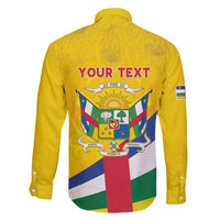 Personalised Central African Republic Independence Day Family Matching Off The Shoulder Long Sleeve Dress and Hawaiian Shirt Coat Of Arms Proteas