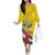 Personalised Central African Republic Independence Day Family Matching Off The Shoulder Long Sleeve Dress and Hawaiian Shirt Coat Of Arms Proteas