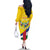Personalised Central African Republic Independence Day Family Matching Off The Shoulder Long Sleeve Dress and Hawaiian Shirt Coat Of Arms Proteas