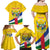 Personalised Central African Republic Independence Day Family Matching Off Shoulder Maxi Dress and Hawaiian Shirt Coat Of Arms Proteas