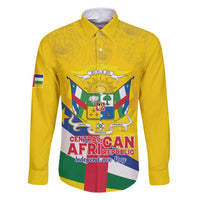 Personalised Central African Republic Independence Day Family Matching Off Shoulder Maxi Dress and Hawaiian Shirt Coat Of Arms Proteas