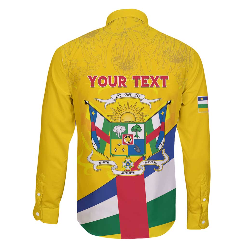 Personalised Central African Republic Independence Day Family Matching Off Shoulder Maxi Dress and Hawaiian Shirt Coat Of Arms Proteas