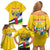 Personalised Central African Republic Independence Day Family Matching Off Shoulder Short Dress and Hawaiian Shirt Coat Of Arms Proteas
