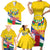 Personalised Central African Republic Independence Day Family Matching Short Sleeve Bodycon Dress and Hawaiian Shirt Coat Of Arms Proteas