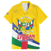 Personalised Central African Republic Independence Day Family Matching Short Sleeve Bodycon Dress and Hawaiian Shirt Coat Of Arms Proteas