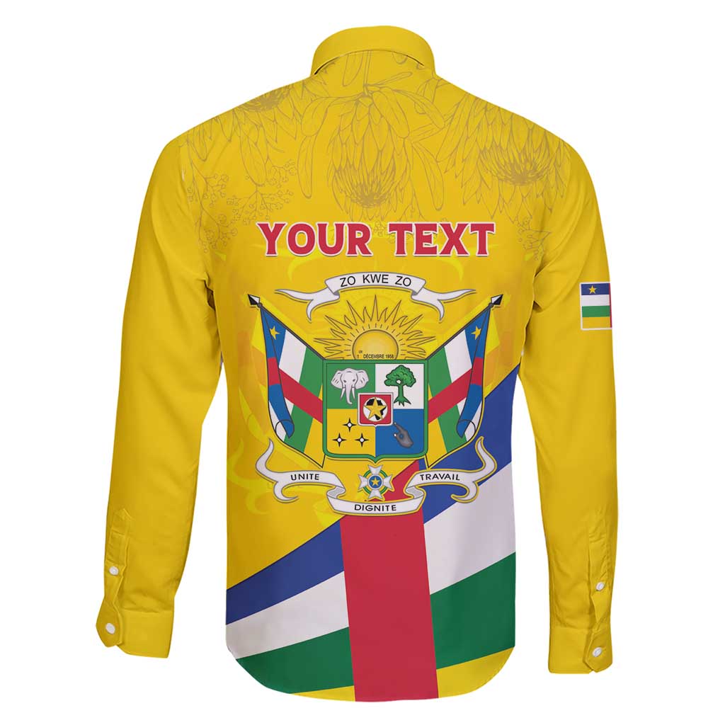 Personalised Central African Republic Independence Day Family Matching Short Sleeve Bodycon Dress and Hawaiian Shirt Coat Of Arms Proteas