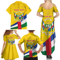 Personalised Central African Republic Independence Day Family Matching Summer Maxi Dress and Hawaiian Shirt Coat Of Arms Proteas
