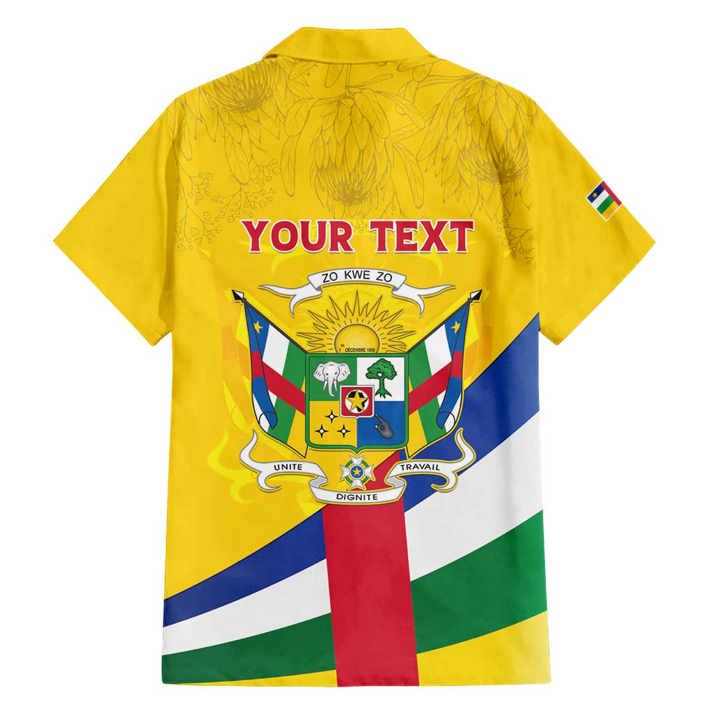 Personalised Central African Republic Independence Day Family Matching Summer Maxi Dress and Hawaiian Shirt Coat Of Arms Proteas