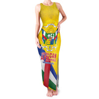 Personalised Central African Republic Independence Day Family Matching Tank Maxi Dress and Hawaiian Shirt Coat Of Arms Proteas