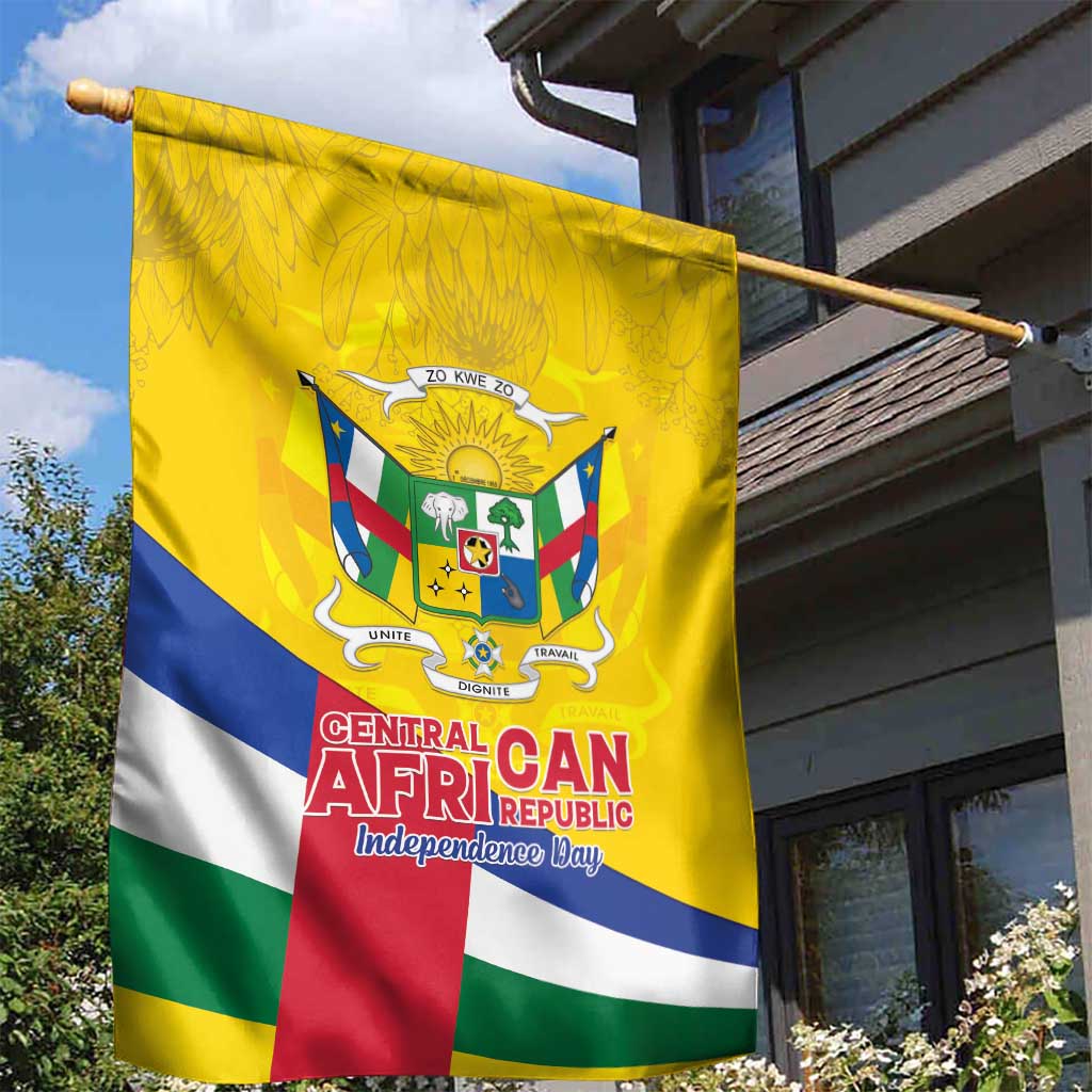 Central African Republic Independence Day Garden Flag Coat Of Arms Proteas