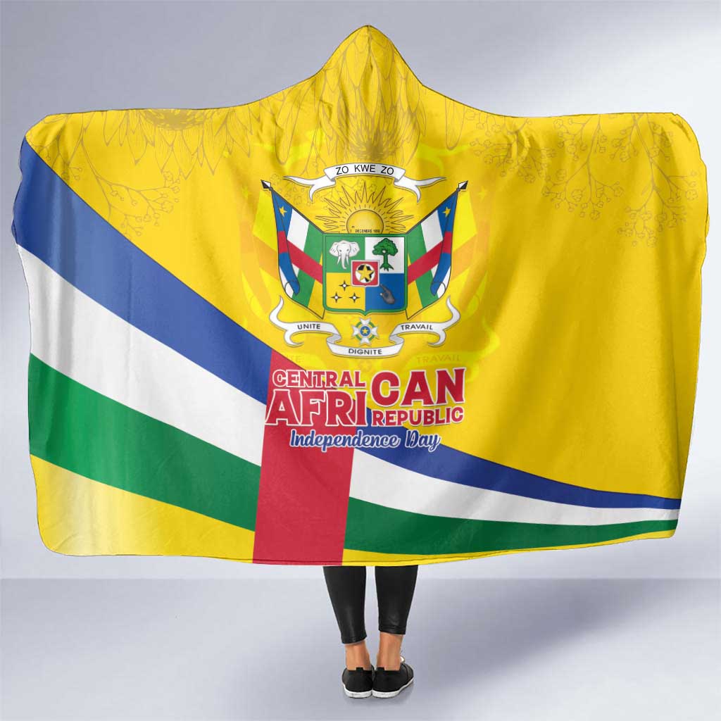 Central African Republic Independence Day Hooded Blanket Coat Of Arms Proteas