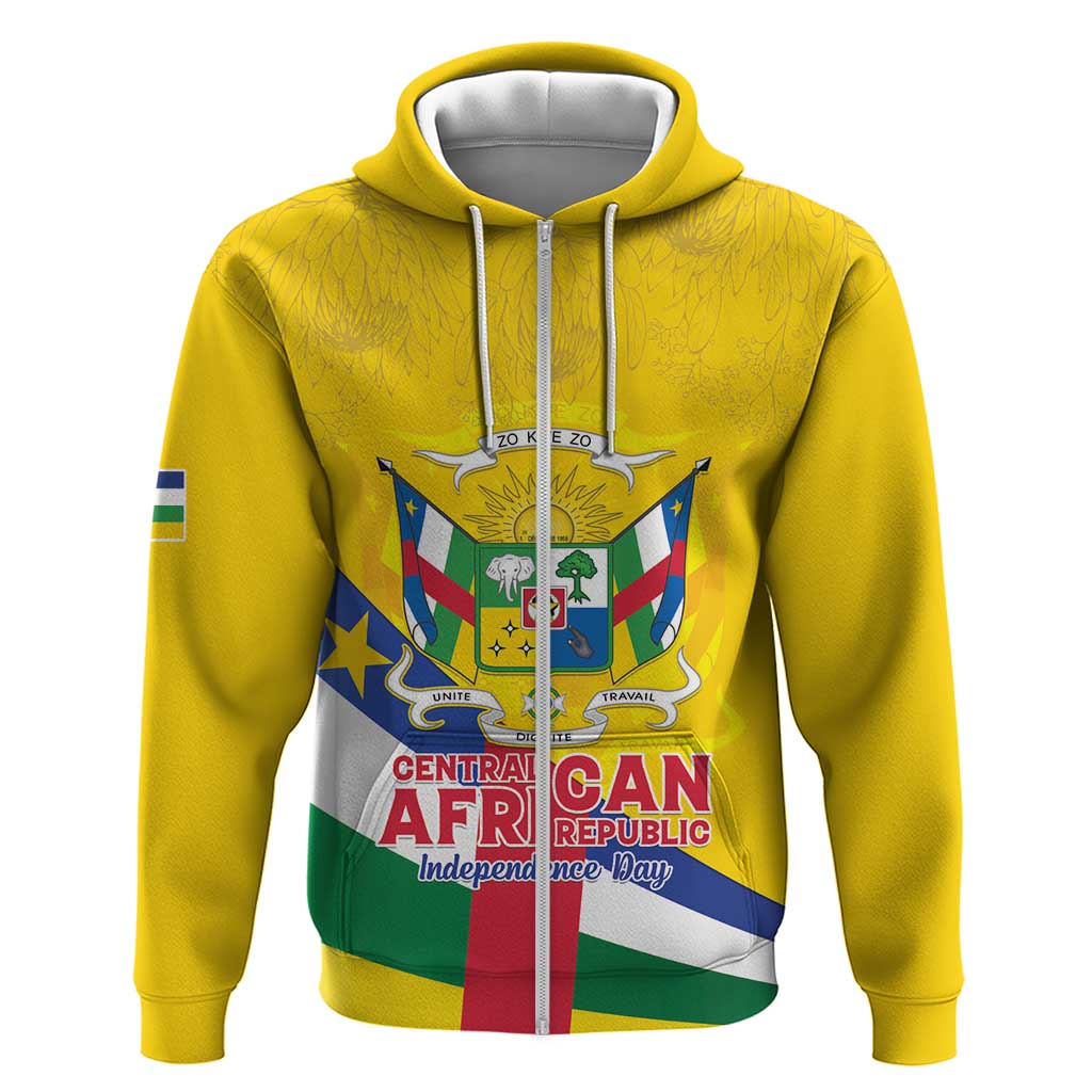 Personalised Central African Republic Independence Day Hoodie Coat Of Arms Proteas