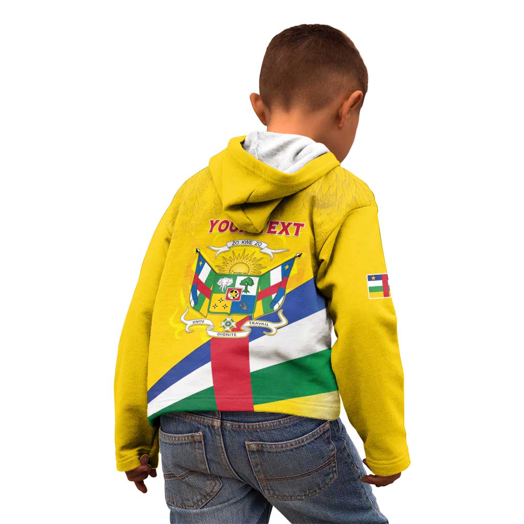 Personalised Central African Republic Independence Day Kid Hoodie Coat Of Arms Proteas