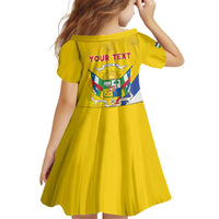 Personalised Central African Republic Independence Day Kid Short Sleeve Dress Coat Of Arms Proteas