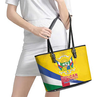Central African Republic Independence Day Leather Tote Bag Coat Of Arms Proteas