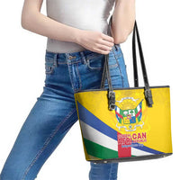 Central African Republic Independence Day Leather Tote Bag Coat Of Arms Proteas