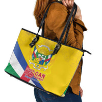 Central African Republic Independence Day Leather Tote Bag Coat Of Arms Proteas