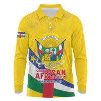 Personalised Central African Republic Independence Day Long Sleeve Polo Shirt Coat Of Arms Proteas
