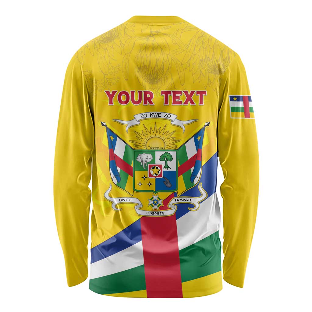 Personalised Central African Republic Independence Day Long Sleeve Shirt Coat Of Arms Proteas