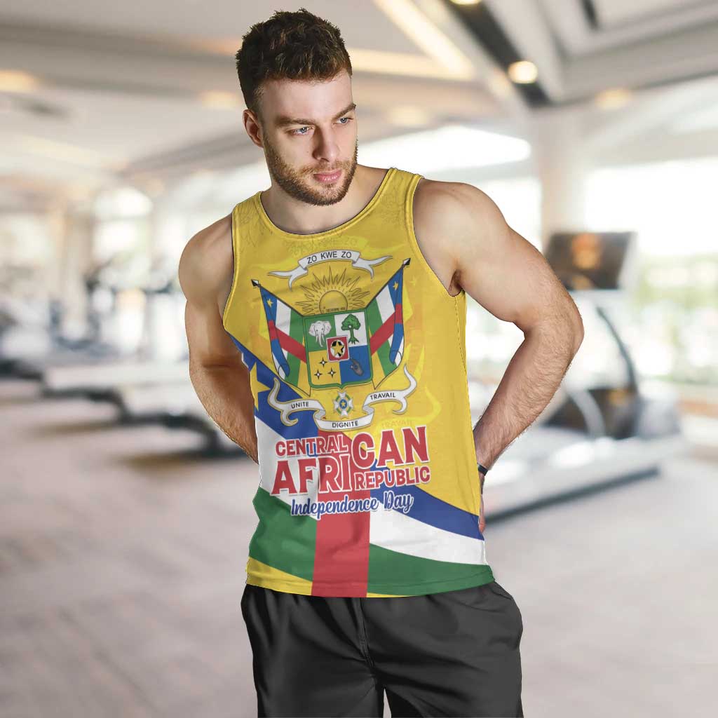 Personalised Central African Republic Independence Day Men Tank Top Coat Of Arms Proteas