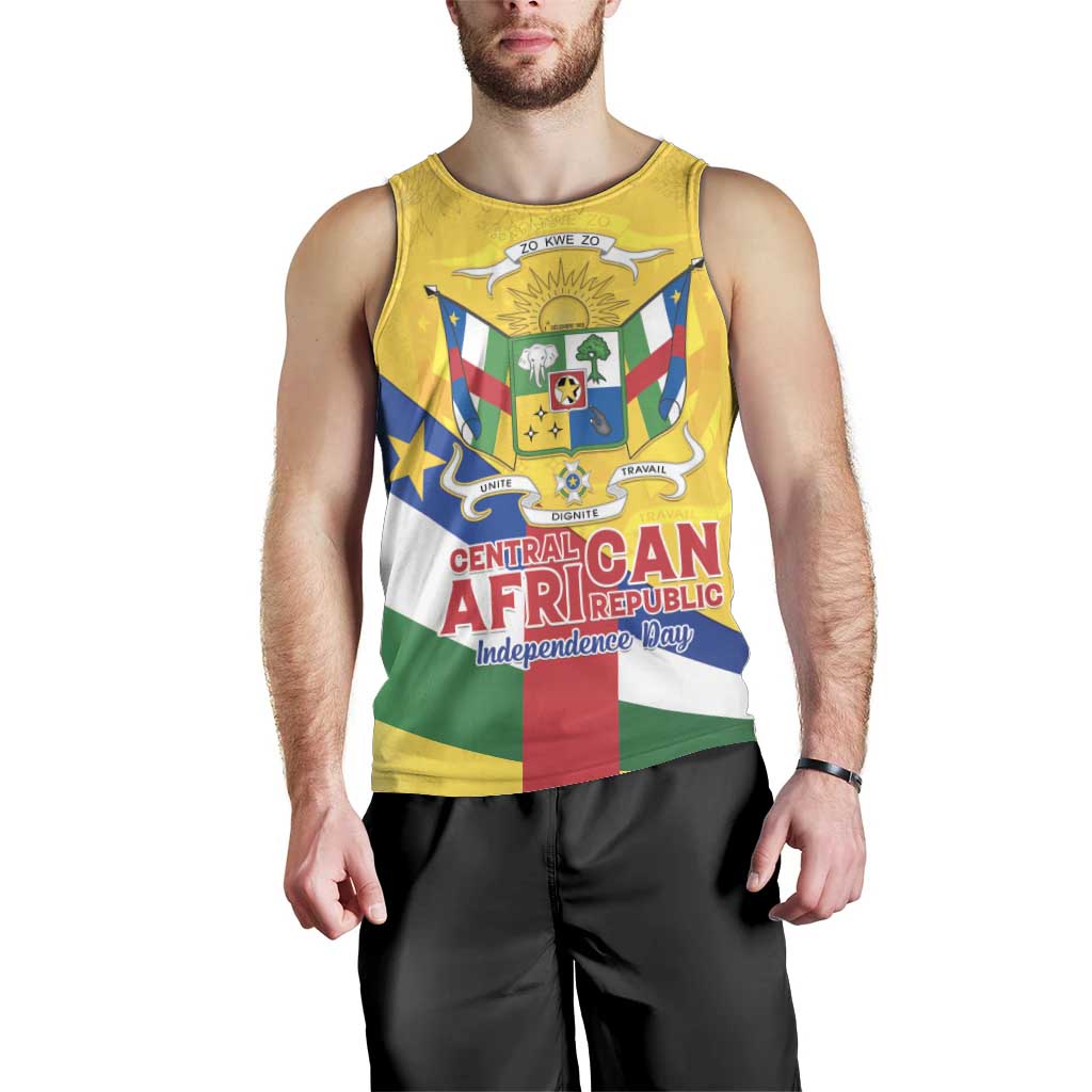 Personalised Central African Republic Independence Day Men Tank Top Coat Of Arms Proteas