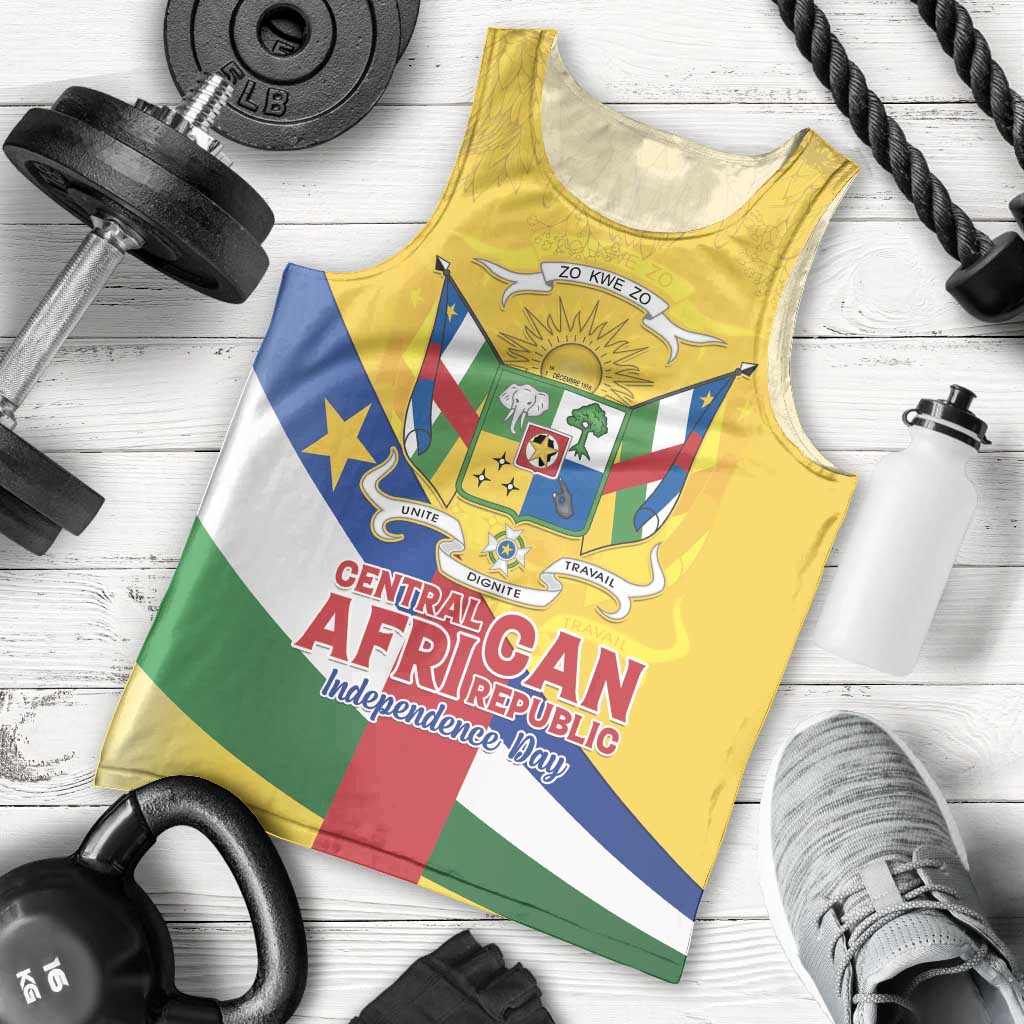Personalised Central African Republic Independence Day Men Tank Top Coat Of Arms Proteas