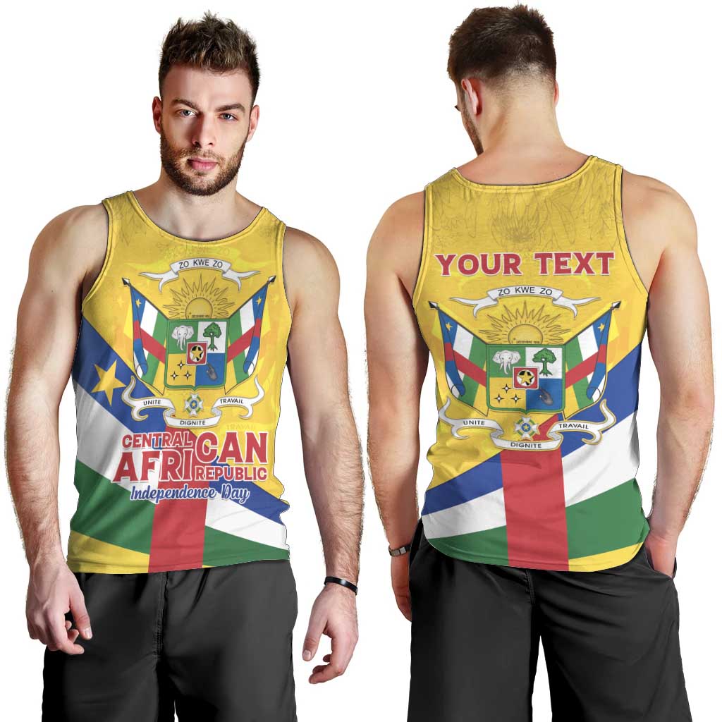 Personalised Central African Republic Independence Day Men Tank Top Coat Of Arms Proteas