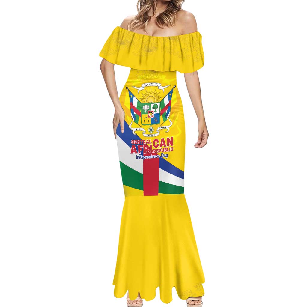 Personalised Central African Republic Independence Day Mermaid Dress Coat Of Arms Proteas