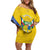 Personalised Central African Republic Independence Day Off Shoulder Short Dress Coat Of Arms Proteas