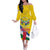 Personalised Central African Republic Independence Day Off The Shoulder Long Sleeve Dress Coat Of Arms Proteas