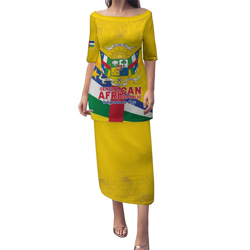 Personalised Central African Republic Independence Day Puletasi Coat Of Arms Proteas