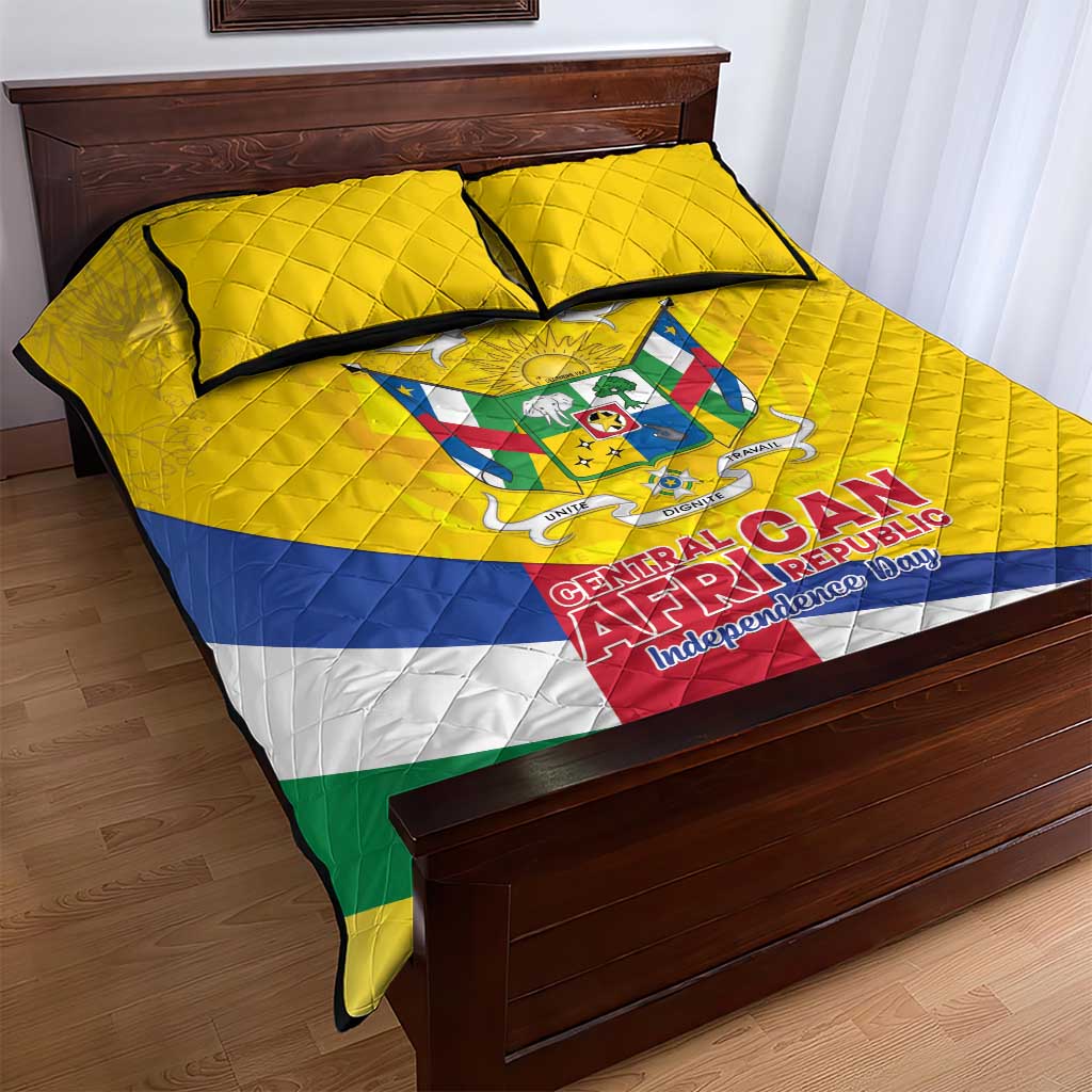 Central African Republic Independence Day Quilt Bed Set Coat Of Arms Proteas