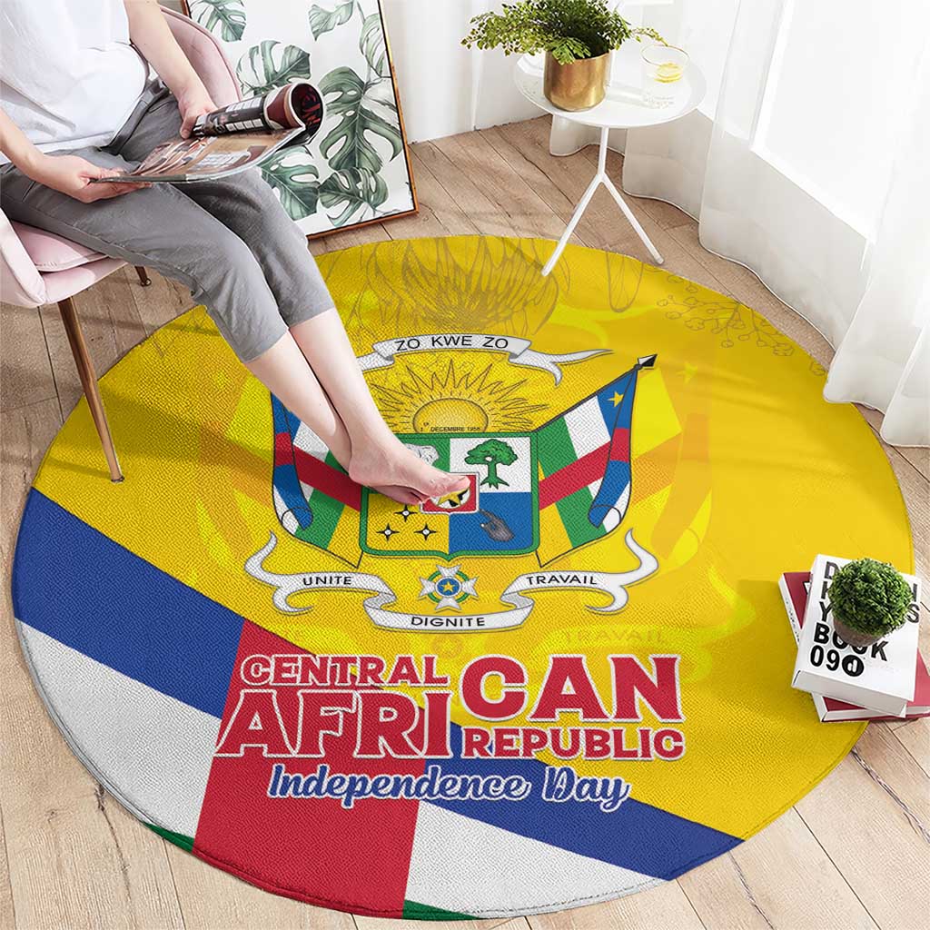 Central African Republic Independence Day Round Carpet Coat Of Arms Proteas