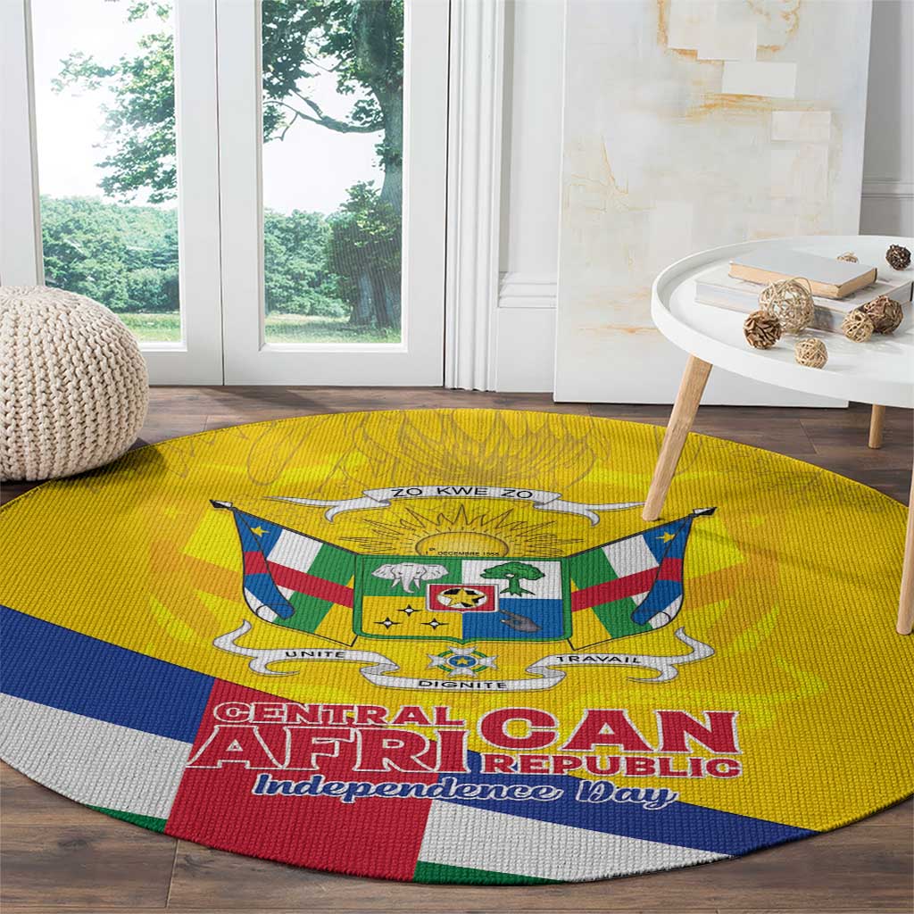 Central African Republic Independence Day Round Carpet Coat Of Arms Proteas
