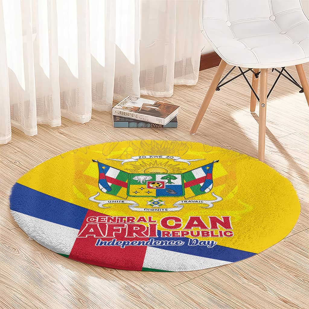 Central African Republic Independence Day Round Carpet Coat Of Arms Proteas