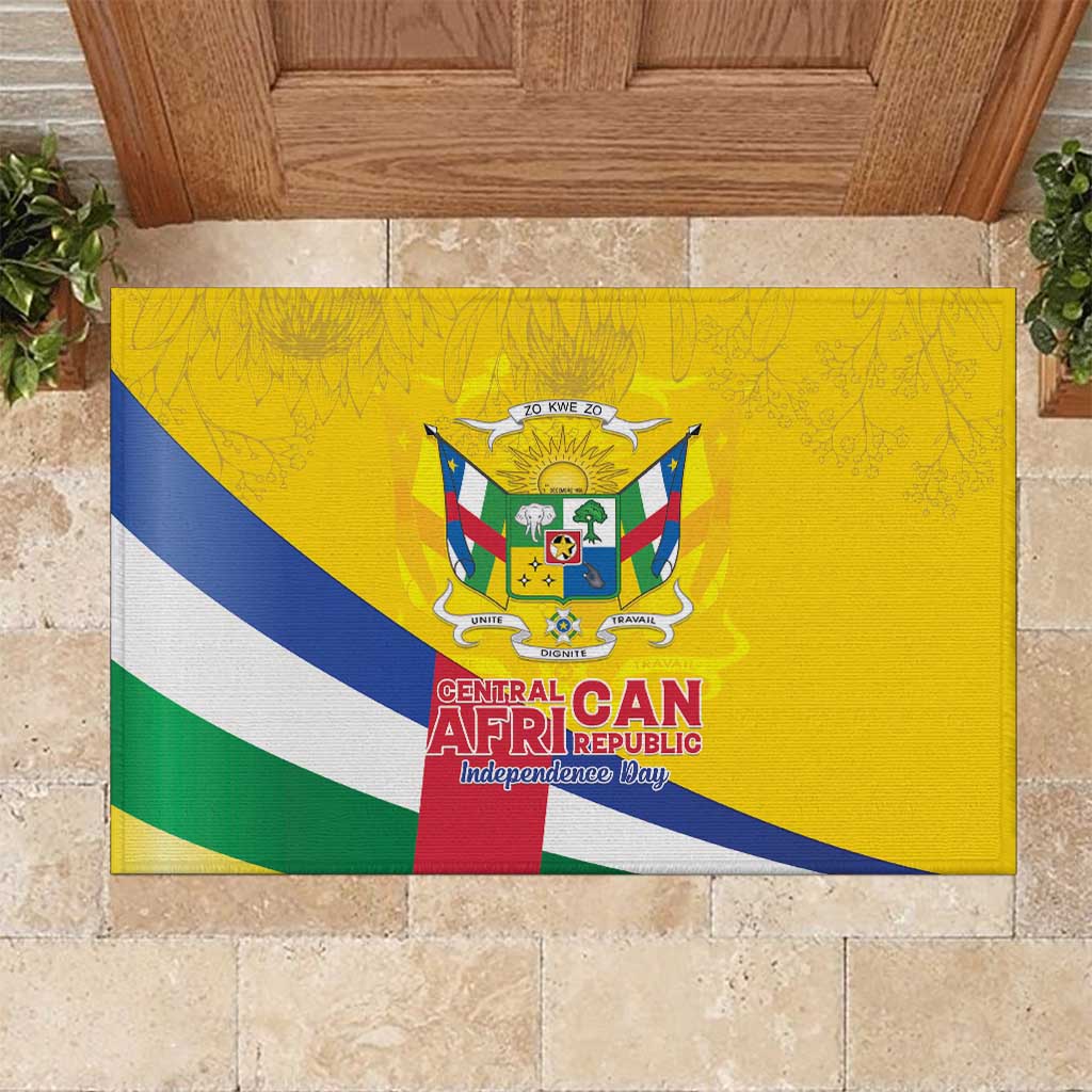Central African Republic Independence Day Rubber Doormat Coat Of Arms Proteas